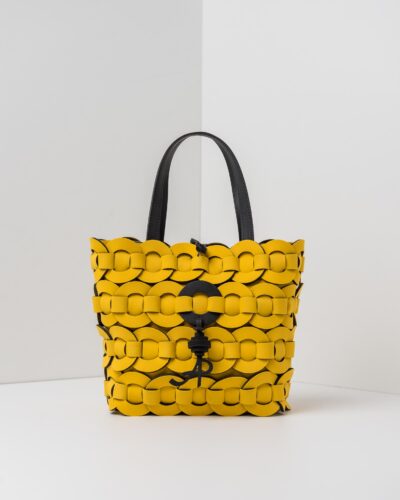 APbag Shopping Piccola Circle Bride Intreccio - borsa lavabile effetto neoprene<span> - </span>giallo