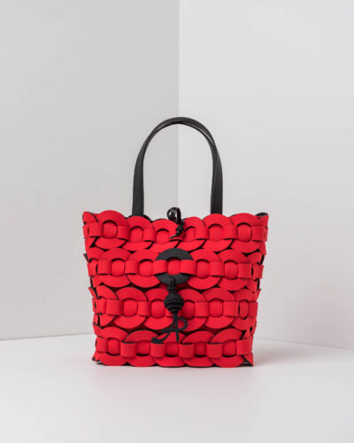 APbag Shopping Piccola Circle Bride Intreccio - borsa lavabile effetto neoprene<span> - </span>rosso