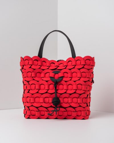 APbag Shopping Grande Circle Bride Intreccio - borsa lavabile effetto neoprene<span> - </span>rosso