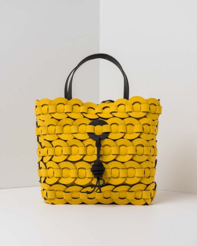 APbag Shopping Grande Circle Bride Intreccio - borsa lavabile effetto neoprene<span> - </span>giallo