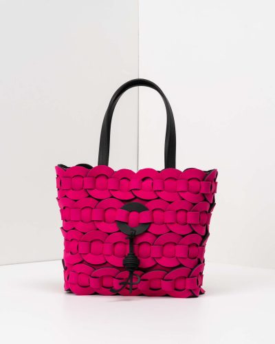 APbag Shopping Piccola Circle Bride Intreccio - borsa lavabile effetto neoprene<span> - </span>fucsia