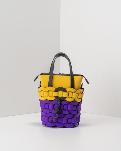 APbag Secchiello Con Zip Circle Bride Intreccio Bicolor - borsa lavabile effetto neoprene<span> - </span>Giallo/viola