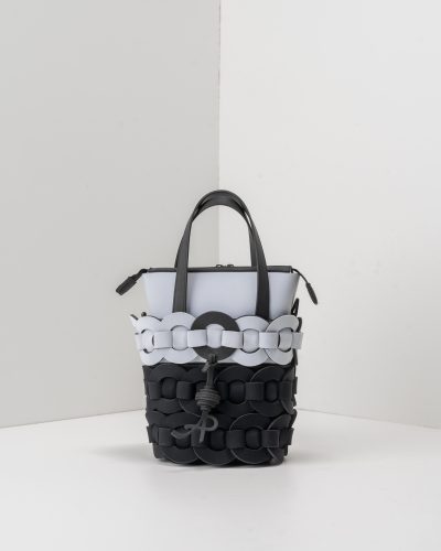 APbag Secchiello Con Zip Circle Bride Intreccio Bicolor - borsa lavabile effetto neoprene<span> - </span>bianco/nero