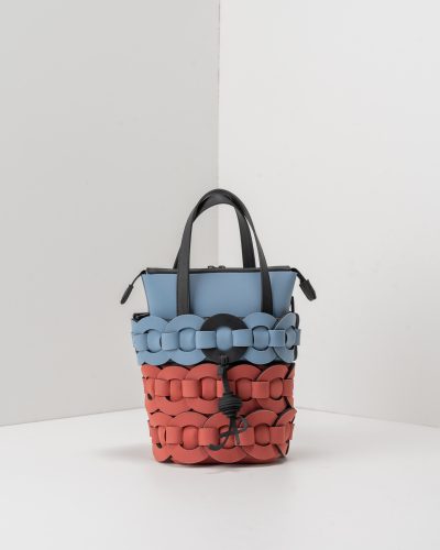APbag Secchiello Con Zip Circle Bride Intreccio Bicolor - borsa lavabile effetto neoprene<span> - </span>carta da zucchero/amaranto