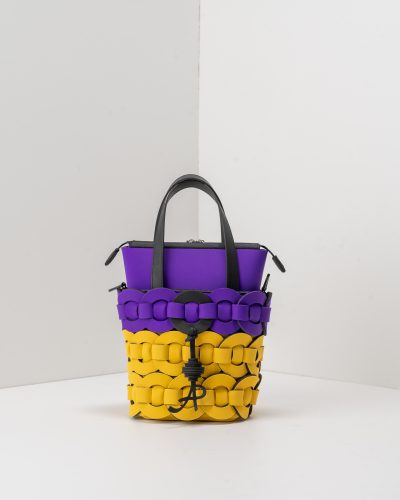 APbag Secchiello Con Zip Circle Bride Intreccio Bicolor - borsa lavabile effetto neoprene<span> - </span>viola/giallo