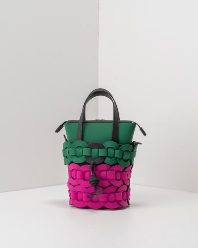 APbag Secchiello Con Zip Circle Bride Intreccio Bicolor - borsa lavabile effetto neoprene<span> - </span>verde/dalia