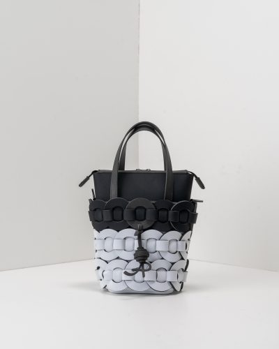 APbag Secchiello Con Zip Circle Bride Intreccio Bicolor - borsa lavabile effetto neoprene<span> - </span>nero/bianco