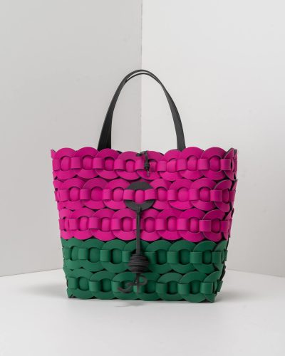 APbag Shopping Grande Circle Bride Intreccio Bicolor - borsa lavabile effetto neoprene<span> - </span>dalia/verde