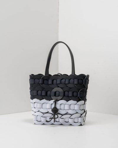 APbag Shopping Piccola Circle Bride Bicolor Intreccio - borsa lavabile effetto neoprene