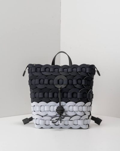 APbag Zaino Circle Bride Intreccio Bicolor - borsa lavabile effetto neoprene<span> - </span>nero/bianco