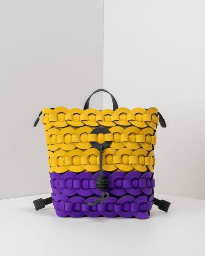 APbag Zaino Circle Bride Intreccio Bicolor - borsa lavabile effetto neoprene<span> - </span>Giallo/viola