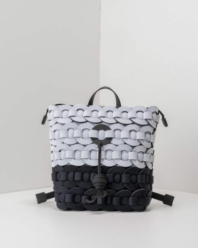 APbag Zaino Circle Bride Intreccio Bicolor - borsa lavabile effetto neoprene<span> - </span>bianco/nero