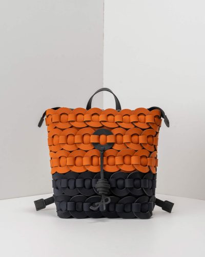 APbag Zaino Circle Bride Intreccio Bicolor - borsa lavabile effetto neoprene<span> - </span>cuoio/nero