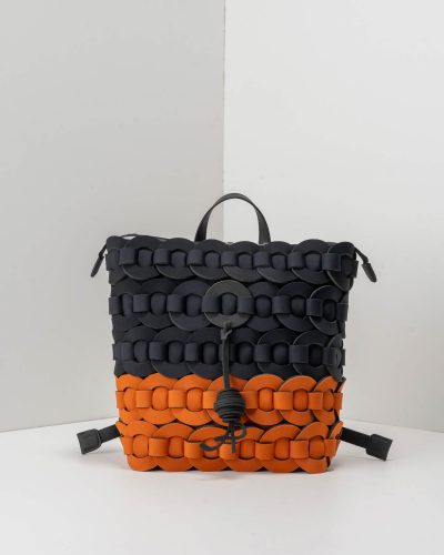 APbag Zaino Circle Bride Intreccio Bicolor - borsa lavabile effetto neoprene<span> - </span>nero/cuoio