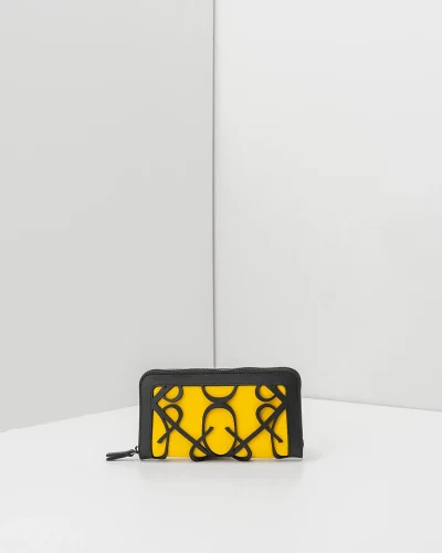 APWallet di APBag – Portafoglio lavabile con chiusura zip esterna e logo monogram<span> - </span>giallo