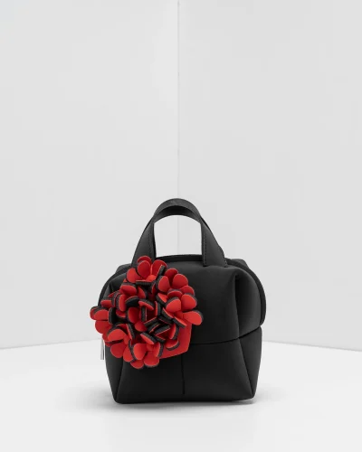 APbag Cubido - borsa quadrata con zip e fiore<span> - </span>nero