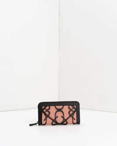 APWallet di APBag – Portafoglio lavabile con chiusura zip esterna e logo monogram<span> - </span>rosa pig