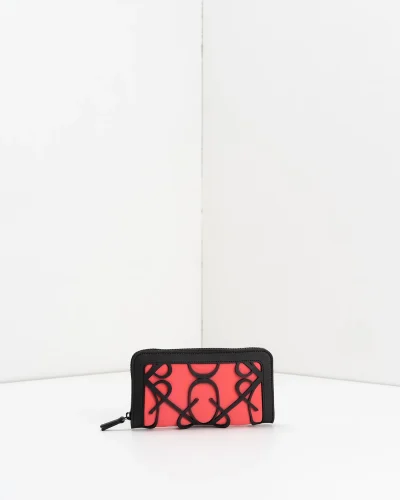 APWallet di APBag – Portafoglio lavabile con chiusura zip esterna e logo monogram<span> - </span>corallo