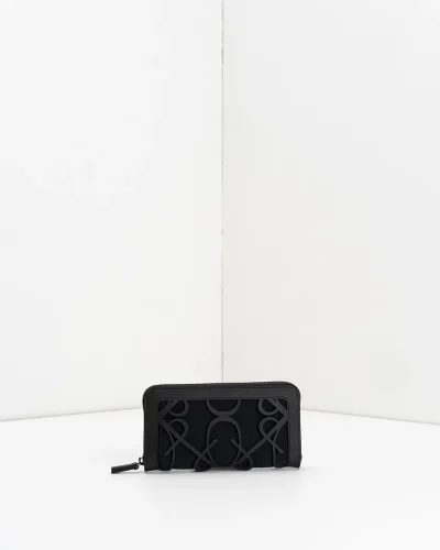 APWallet di APBag – Portafoglio lavabile con chiusura zip esterna e logo monogram<span> - </span>nero