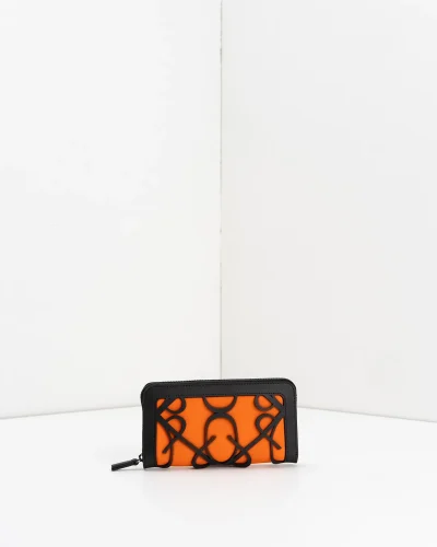 APWallet di APBag – Portafoglio lavabile con chiusura zip esterna e logo monogram<span> - </span>arancio