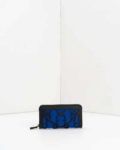 APWallet di APBag – Portafoglio lavabile con chiusura zip esterna e logo monogram<span> - </span>blu