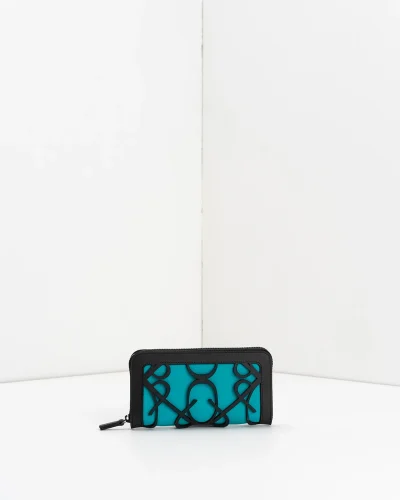 APWallet di APBag – Portafoglio lavabile con chiusura zip esterna e logo monogram<span> - </span>tiffany