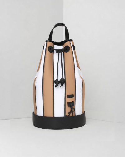 AP Zaino Cap Martin a Righe - borsa lavabile effetto neoprene<span> - </span>sabbia-bianco
