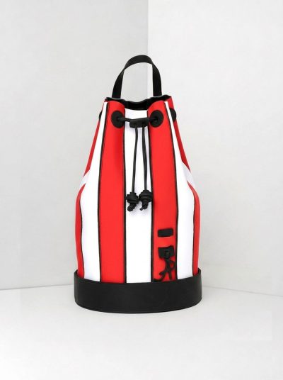 AP Zaino Cap Martin a Righe - borsa lavabile effetto neoprene<span> - </span>rosso-bianco