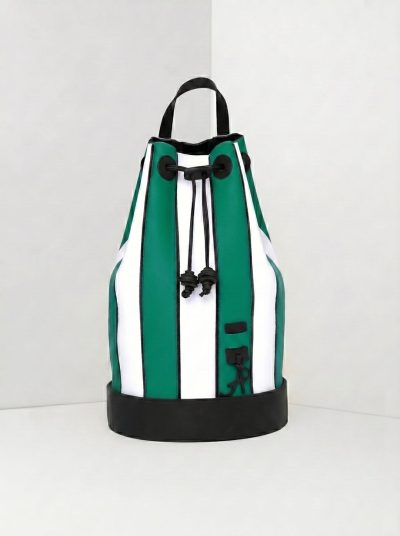 AP Zaino Cap Martin a Righe - borsa lavabile effetto neoprene<span> - </span>verde-bianco