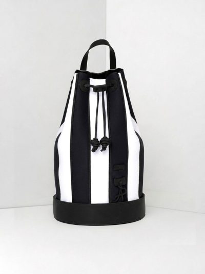 AP Zaino Cap Martin a Righe - borsa lavabile effetto neoprene<span> - </span>bianco/nero