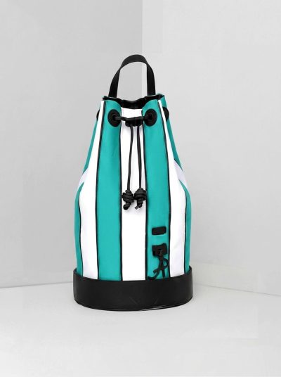 AP Zaino Cap Martin a Righe - borsa lavabile effetto neoprene<span> - </span>bianco-tiffany